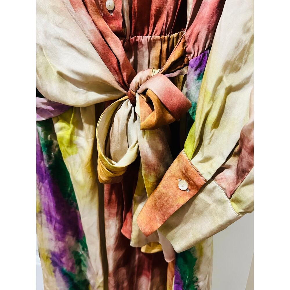 NWT❤️Anthro By Anthropologie Long-Sleeve Tie-Front Midi Shirt Dress szS - Picture 8 of 12